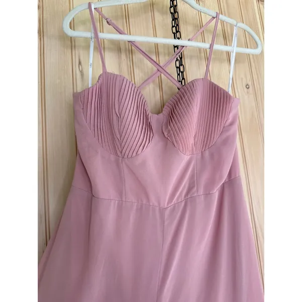 NWOT Lulus Priela Pink Ruffled Lace-Up Maxi Dress Holiday Party Bridesmaid Sz L - Image 4