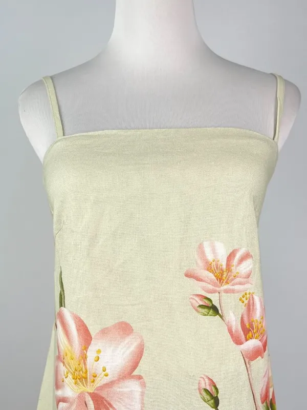 NWOT Farm Rio Linen Blend Floral Print Sleeveless Mini Dress Elastic Waist Sz M - Image 5
