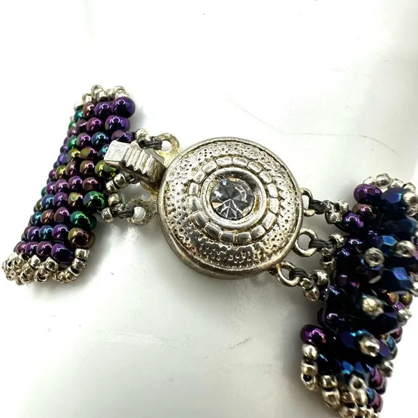 Purple beaded wide bracelet - Image 5