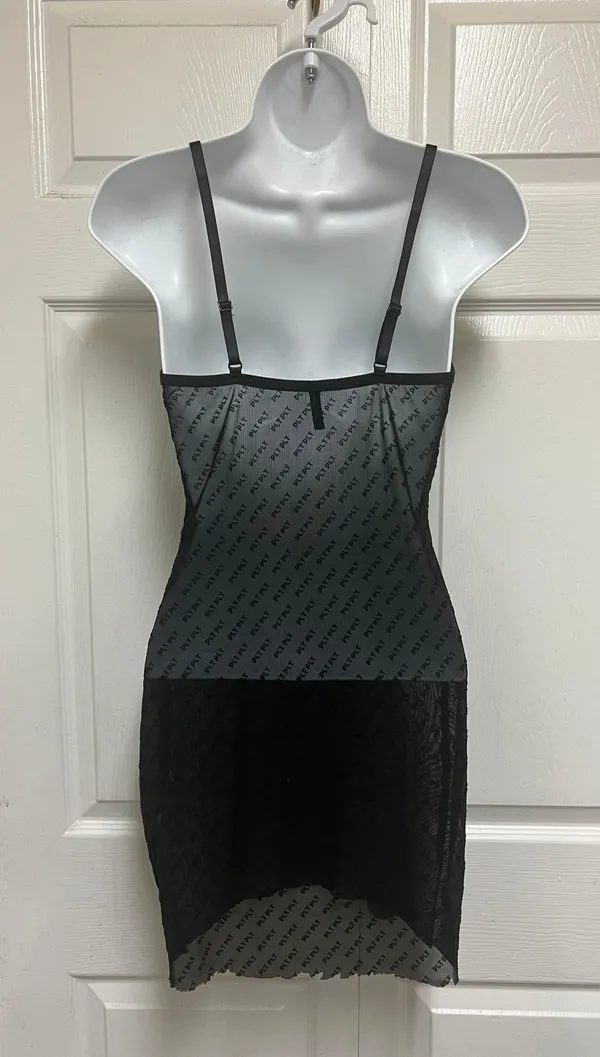 Black Flock Mesh Underwired Slip Dress - Image 10
