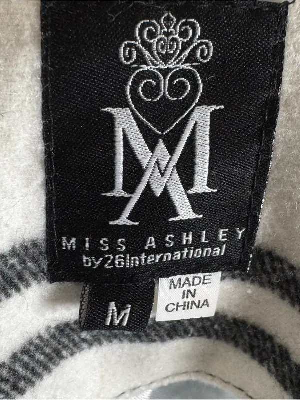 Miss Ashley by 26 International black and white plaid belted coat size medium - Image 5