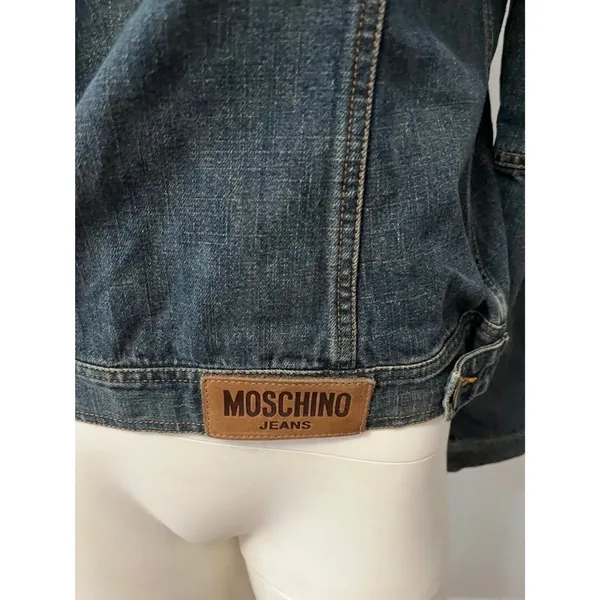 Vtg Moschino Womens Denim Jacket 12 Grunge Steampunk Alternative Western Luxury - Image 7