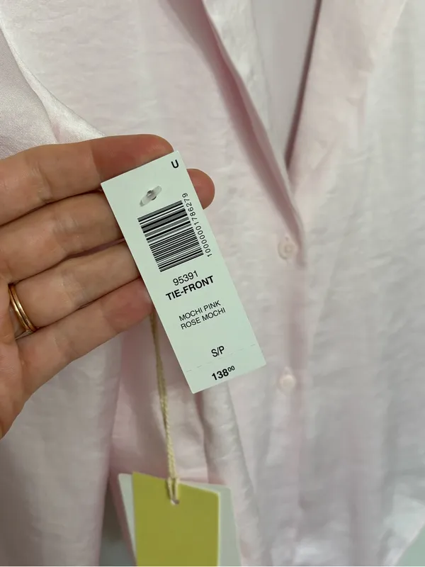 NEW Aritzia Wilfred Tie Front Satin Blouse in Mochi Pink - Size S - Image 5