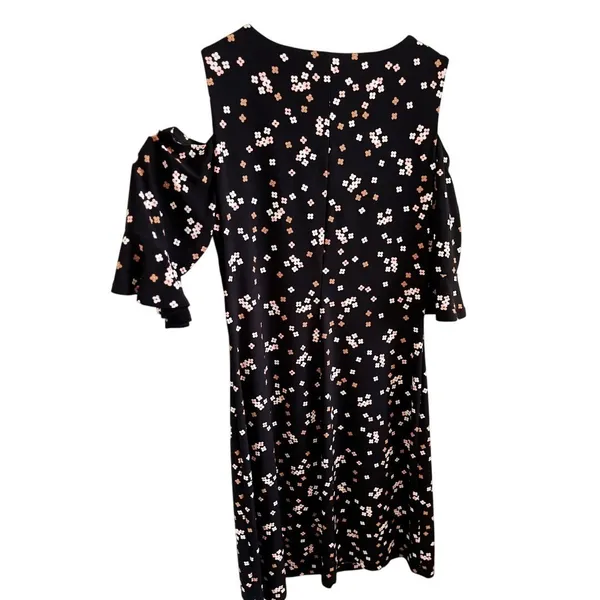 Tommy Hilfiger Women's Midi Dress Black Floral Size 2 Long Sleeve Boho Chic Fall - Image 3