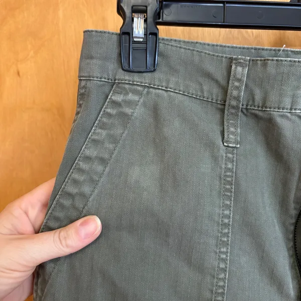 Madewell High Rise Utility Pants Green Herringbone‎ Cotton Blend Women's Size 26 - Image 2