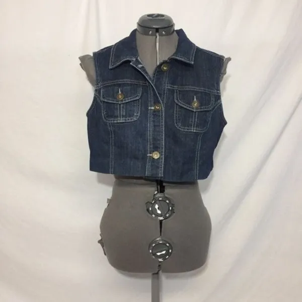 Christopher Banks Cropped Denim Vest Womens M Used - Image 5