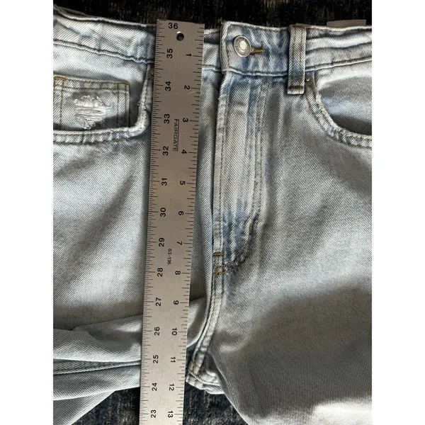 H&M &Denim 90’s Straight Ultra High Waist Jeans Wide Leg Light Distressed Size 2 - Image 7
