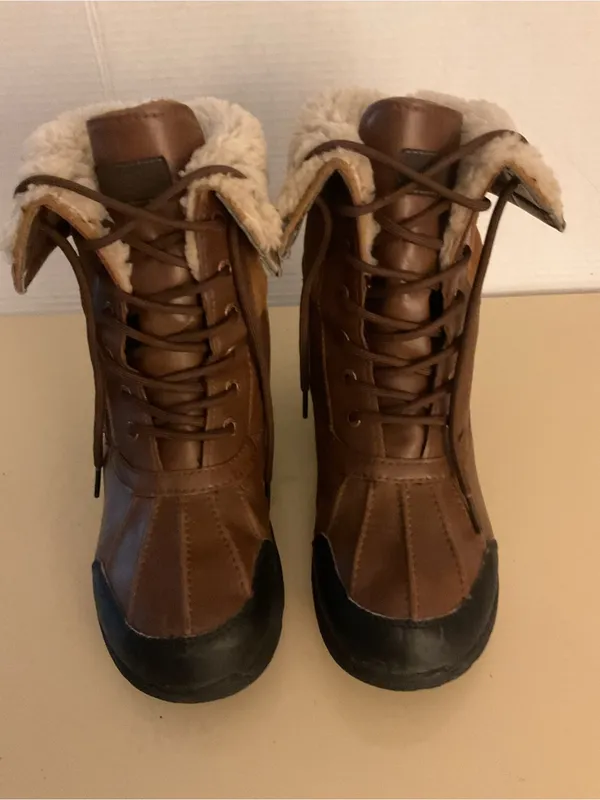 UGG Women's Brown Leather & Suede Butte Lace-Up Insulated Boots US 8 - Image 8