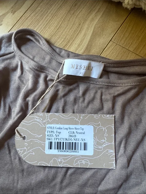 Meshki Coraline Long Sleeve Sheer Top - Neutral - Image 2