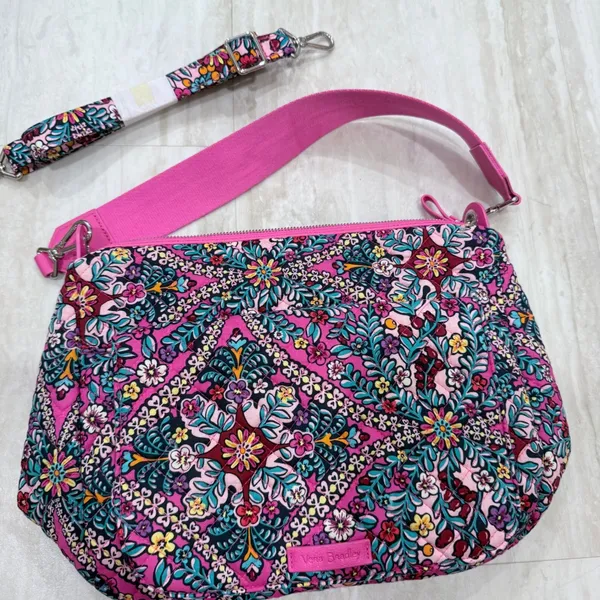 Vera Bradley Pink Floral Quilted Cotton Shoulder Bag Crossbody Handbag NWOT - Image 8
