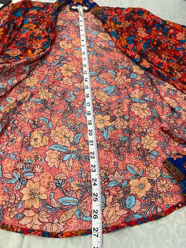 Paparazzi Multicolor Floral Kimono - Blue & Orange & Pink size medium - Image 10