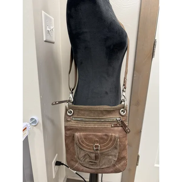 Vintage Fossil Liberty Crossbody Bag‎ Purse Brown Genuine Leather Adjustable - Image 2