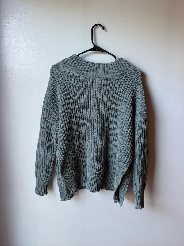 Aerie Sage Green Chunky Knit Oversized Sweater Women’s XS - Image 2