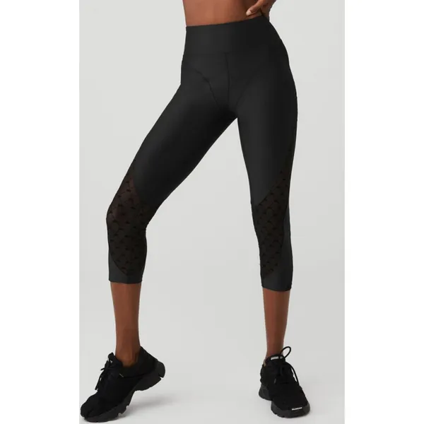 Alo Airlift Mesh High-Waist Celeste Capri Black Sheer Cut-Outs Cutouts Hi-Rise - Image 2