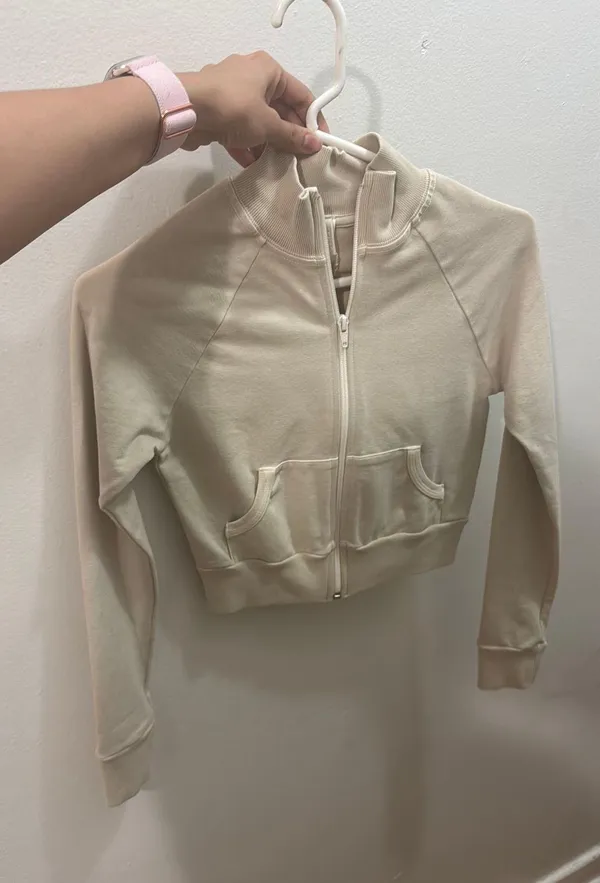 Size XS basic sweater outdoor track jacket ap-zip-1120 bone beige NWT - Image 6