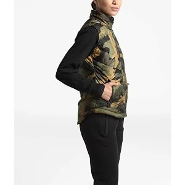 The North Face NWOT Tamburello 2 Burnt Olive Green Waxed Camo Print Puffer Vest - Image 4