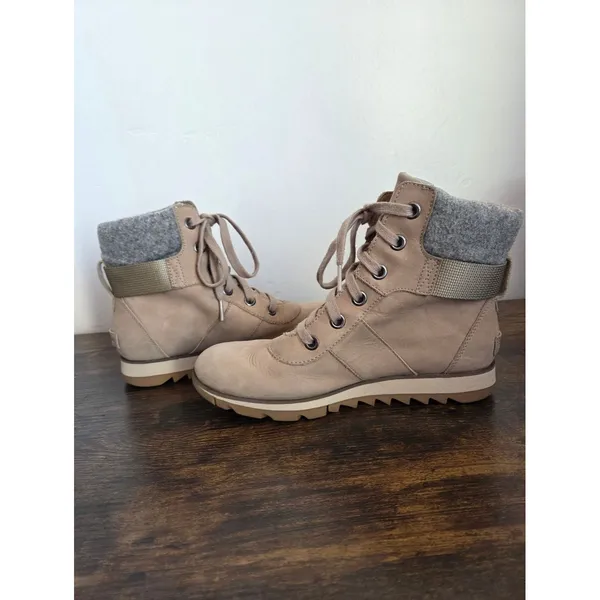 Sorel Lennox Boot Leather Tan Brown Mid Calf Outdoor Gorpcore Utility Women 7.5 - Image 6