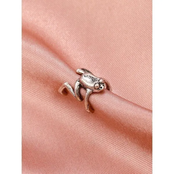 NEW Silver Tone Frog Ear Cuff Artsy Hipster Hippie Funny Modern Hip One Size - Image 2