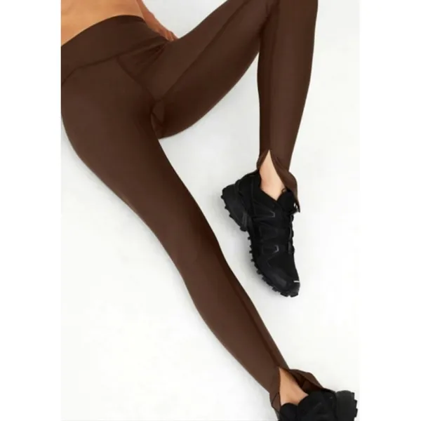 Alo High-Waist Airlift Elongated Leggings Espresso Hi-Rise Waisted Split Hem XXS - Image 3