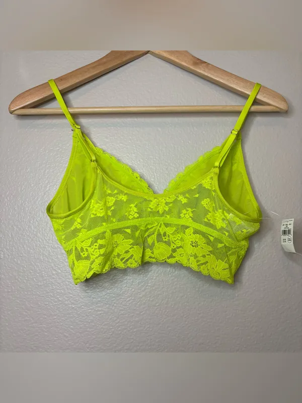 Aerie neon green lace fairy boho cute bralette medium casual sexy new women - Image 4