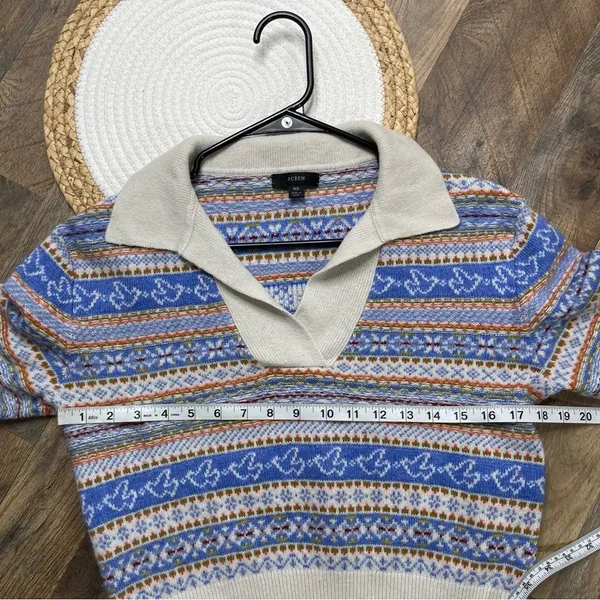 J Crew Fair Isle Sweater Retro 70s-Inspired Womens XS Lambswool Blend​ - Image 9