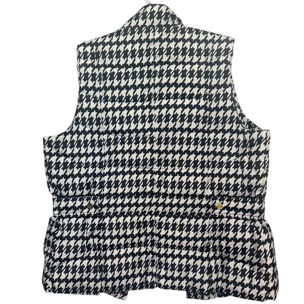 Madison Women's Sleeveless Black White Houndstooth Print Zip Up Vest Size‎ XL - Image 3