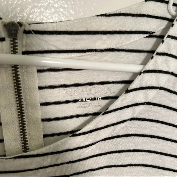 Merona Women's Size XXL T-Shirt Dress‎ Short Sleeve White Black Stripes Crewneck - Image 6