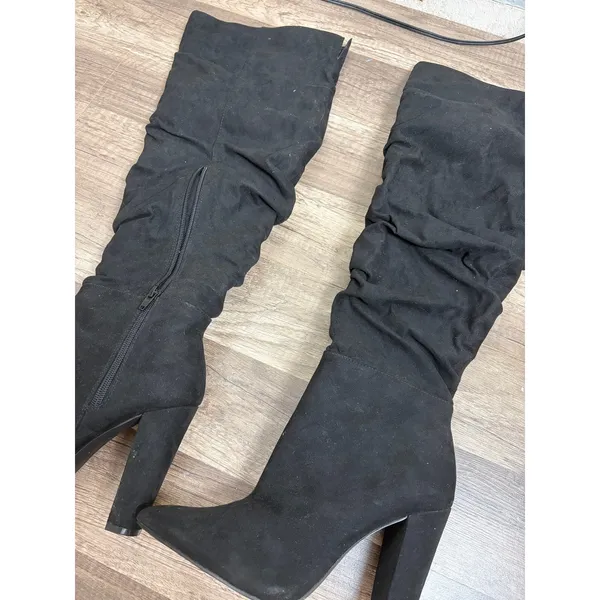 Knee High Black Heeled Boots Women's Size 8 Preppy Classic Autumn Classy Shoes - Image 8