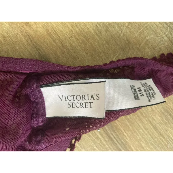 Victoria's Secret Bralette Medium lace Burgundy Halter Boho Festival - Image 5