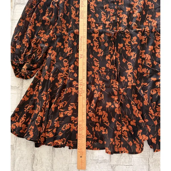 Lulus Sashay My Way Black Floral Print Long Sleeve Chiffon Mini Dress Sz M - Image 7