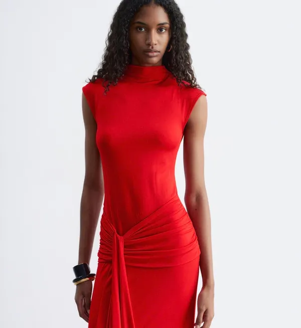 & Other Stories Dress sleeveless tie waist midi red - Image 3