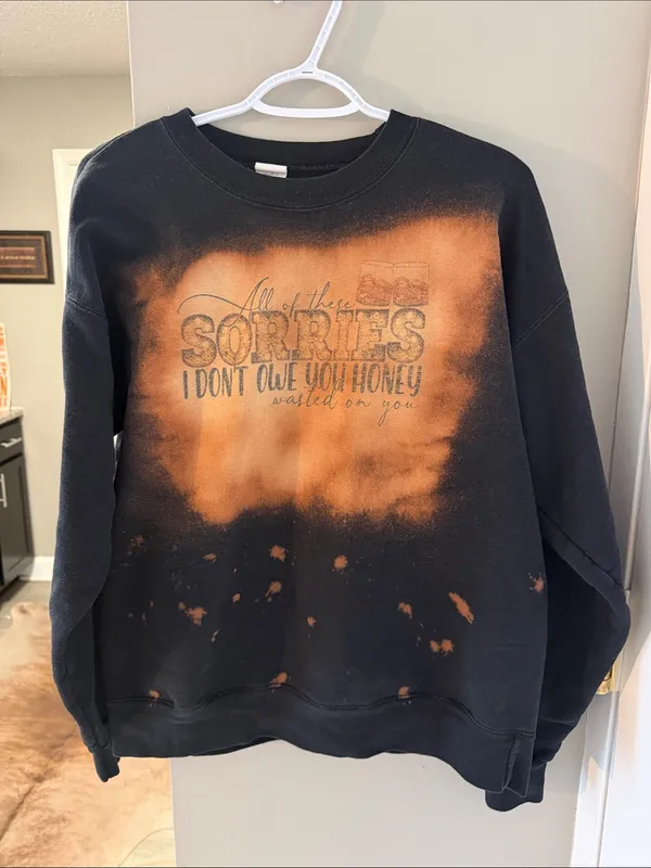 Custom Gildan Morgan Wallen “Wasted on You” Bleached Sweatshirt - Size Medium - Image 2