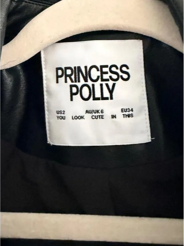 Princess Polly Speak Easy Long Line Faux Leather Coat Black - Image 5