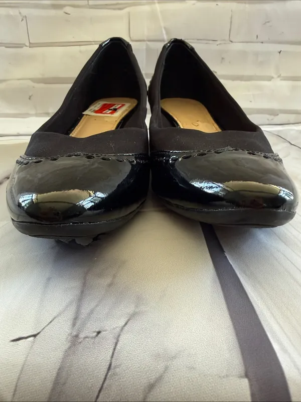 Circa Joan & David Patent Leather and Wedge Heel Shoes in Black - Image 2