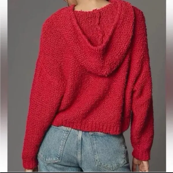 Anthropologie Pilcro Sailcloth Hooded Cropped Sweater Sz XL Loose Knit - Image 2