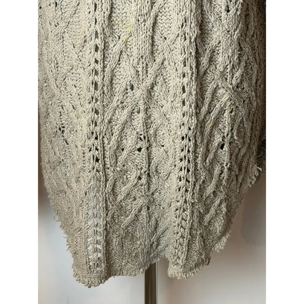 Free People Sweater Women Small‎ Tan Gray Cross My Heart Pullover Cable Knit - Image 8