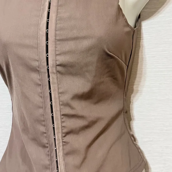 I.AM.GIA Taupe Hook and Eye Mock Neck Sleeveless Corset Top XXS NEW - Image 4