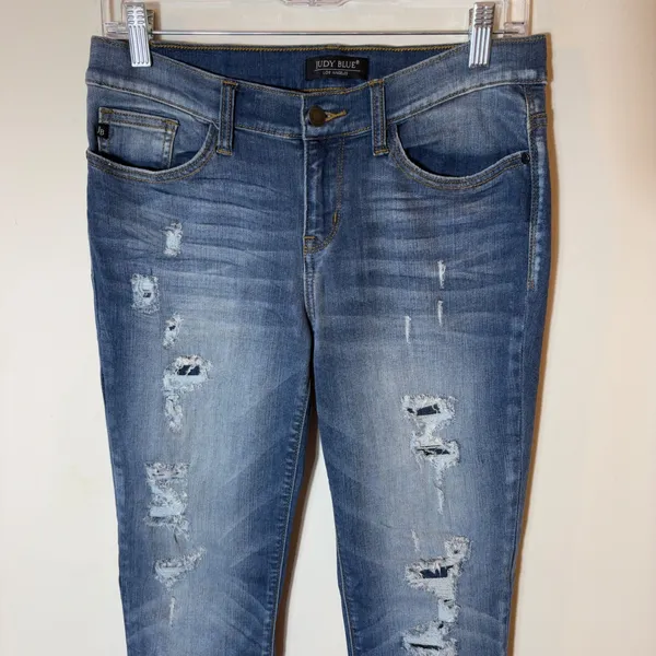 Judy Blue Distressed‎ Cuffed Skinny Jeans Size 9/29 - Image 2