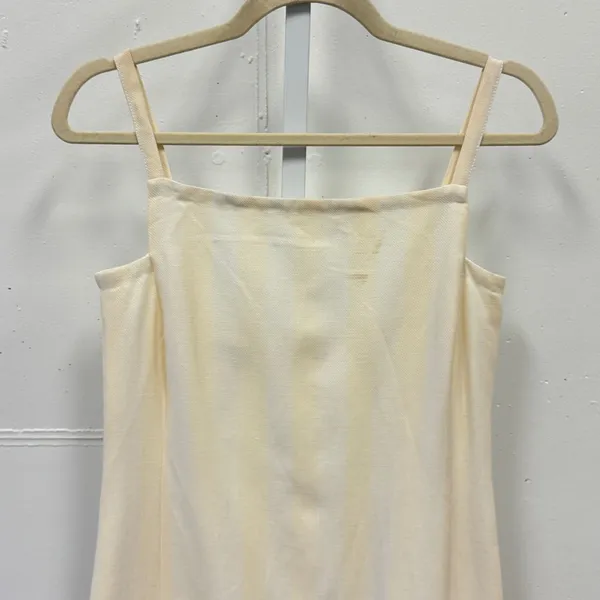 Mondi Yellow Striped Linen‎ Wool Blend Sheath Dress Square Neck Size 38 Hungary - Image 3