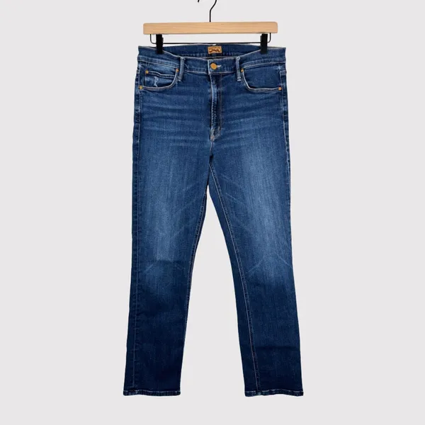 Mother Womens Jeans Blue Denim The Mid Rise Dazzler Teaming Up Straight Size 28 - Image 2