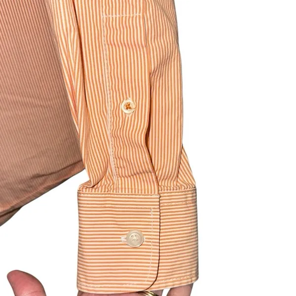Old Navy‎ Orange White Stripe Button Down Shirt Small Long Sleeve Casual - Image 2
