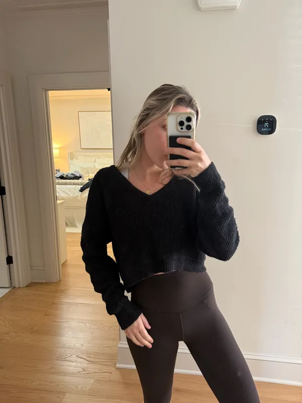Free People Black Cropped Sweater - Image 4