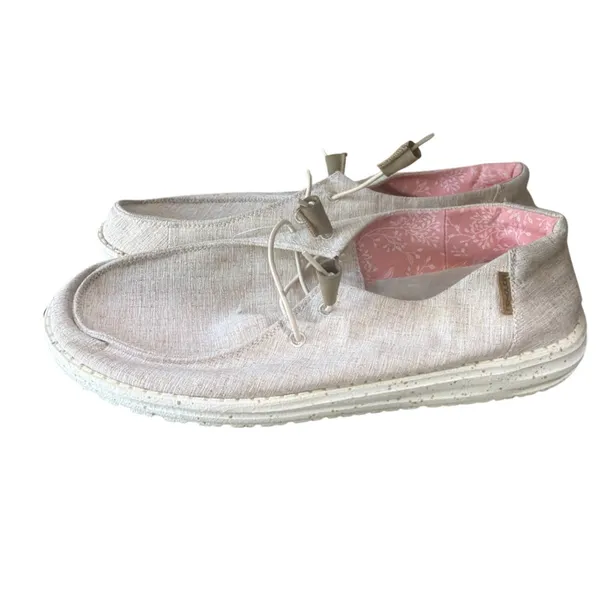 Hey Dude Wendy Chambray Slip On Shoes Sneakers White Nut NWT Womens Size 12 - Image 11