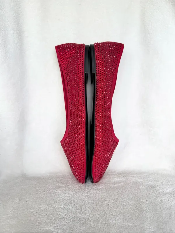 H&M Women's Red Crystal Embellished Ballet Flats 6 NWOT - Image 6
