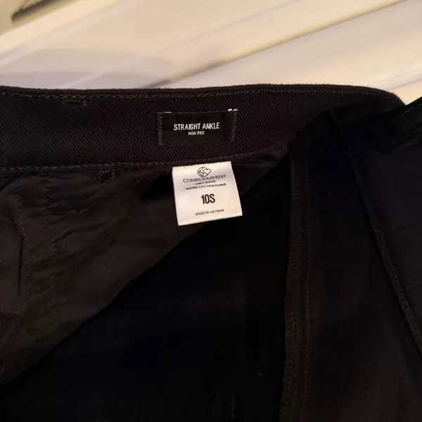 Express Black Jeans Denim Straight Ankle Mid Rise 10 Short / 10S - Image 7