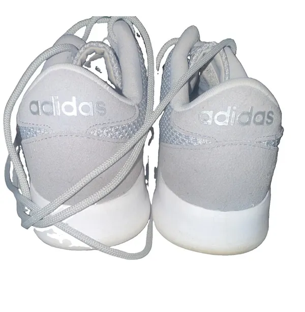 adidas Cloudfoam QT Racer Women’s Low Top Mesh Lace-Up Sneakers Gray/White - Image 2
