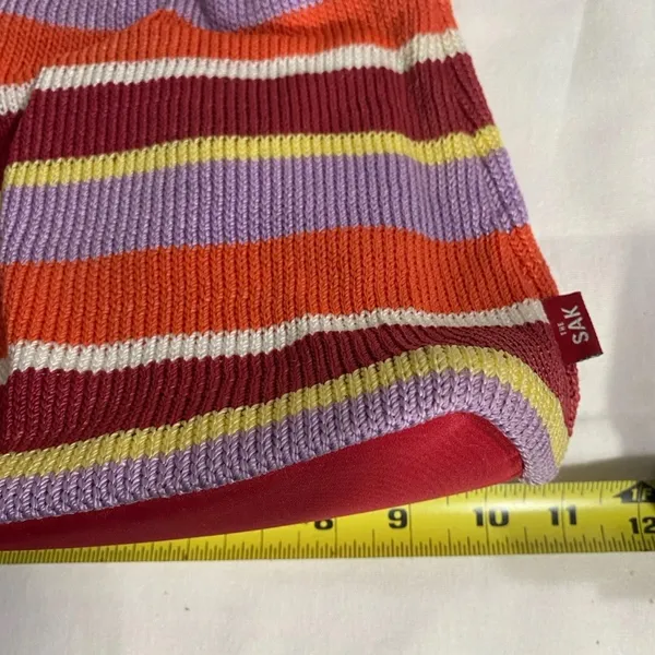 The Sak Original Knit Crochet Tote Bag Striped Multicolor Lined Shoulder Bag - Image 4