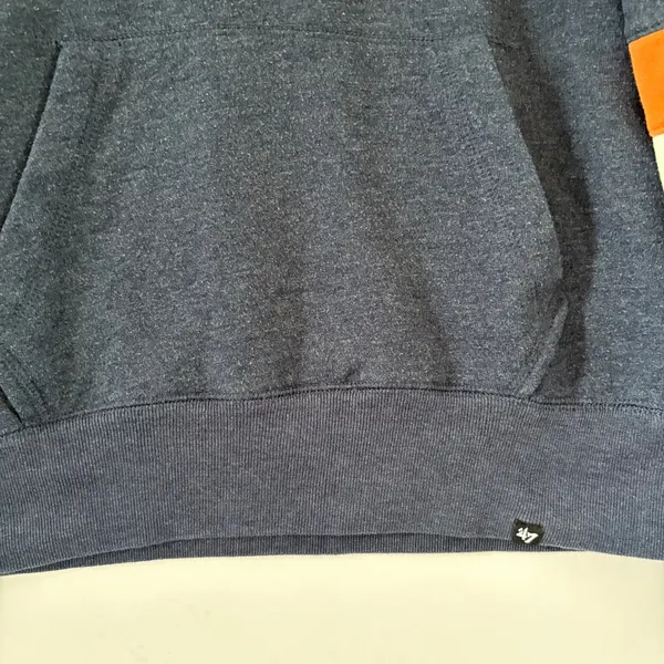 47‎ Brand Detroit Tigers MLB Hoodie Navy Blue Orange Stripe Fleece Sweatshirt S - Image 9