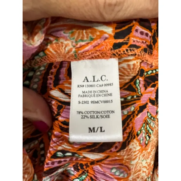 A.L.C. Palma Maxi Coverup Floral Cotton Silk Long Sleeve Resort Beach Dress M/L - Image 6