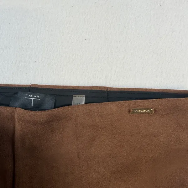 T Tahari Pants Womens Medium Brown‎ Faux Leather High Rise Stretch Pull On Slim - Image 4